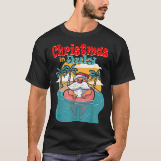 Kerstmis in juli Santa Palm Tree Sun Beach Summer T-shirt