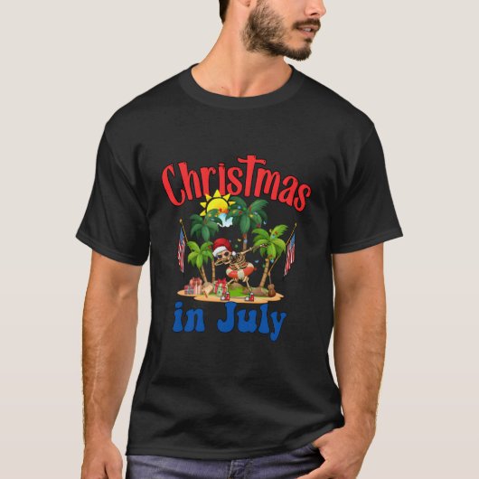 Kerstmis in juli Santa Skelet Hawaiian Party 4T T-shirt (Voorkant)