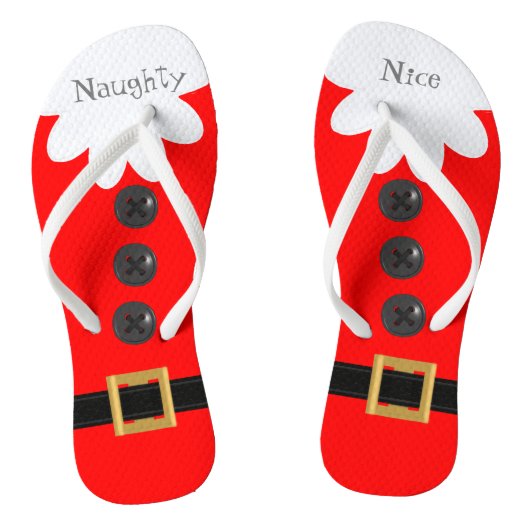 Kerstmis in juli Santa Suit Naughty of Nice Red Teenslippers (Voetbed)