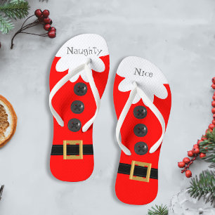 Kerstmis in juli Santa Suit Naughty of Nice Red Teenslippers