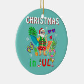 Kerstmis in juli Santa Summer Coast Hawaii Keramisch Ornament (Rechts)