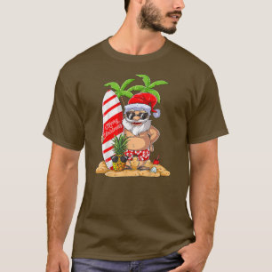 Kerstmis in juli Santa Summer Vacation Surfing T-shirt
