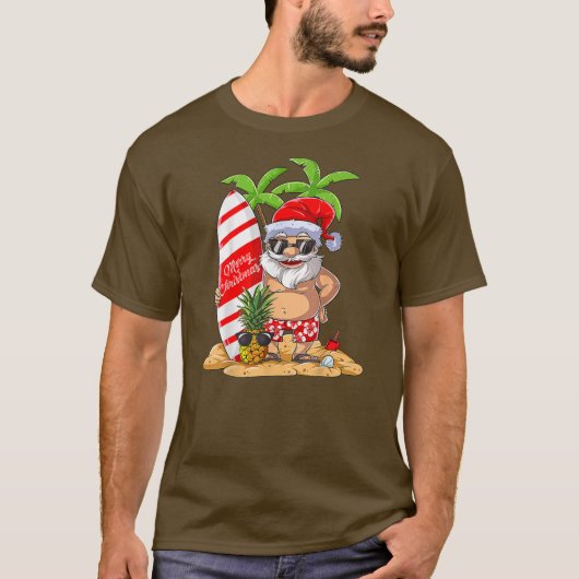 Kerstmis in juli Santa Summer Vacation Surfing T-shirt (Voorkant)