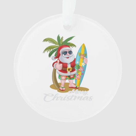 Kerstmis in juli Santa Surf Hawaiian Man Ornament (voorkant)