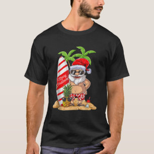 Kerstmis in juli Santa Surf Hawaiian Man Summer S T-shirt
