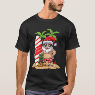 Kerstmis in juli Santa Surf Hawaiian Man Zomer S T-shirt
