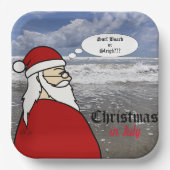 Kerstmis in juli Santa Surf Papieren Bordje (Voorkant)