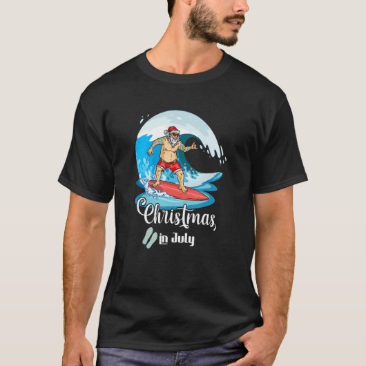 Kerstmis in juli Santa Surf Summer Beach T-shirt (Voorkant)