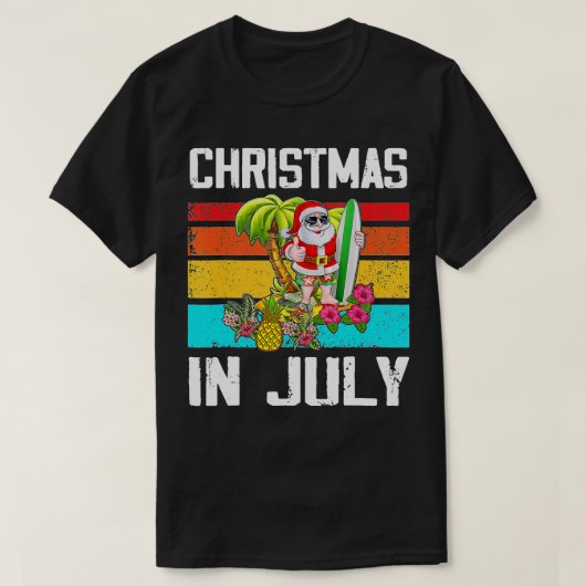 Kerstmis in juli Santa Surfer Hawaii Summer Vacat T-shirt (Design voorkant)