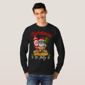 Kerstmis in juli Santa Surfing Beach Vaca T-shirt (Voorkant volledig)