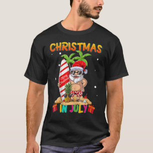 Kerstmis in juli Santa Surfing Beach Vaca T-shirt