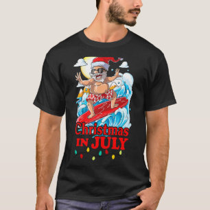 Kerstmis in juli Santa Surfing Summer Beach Vaca T-shirt