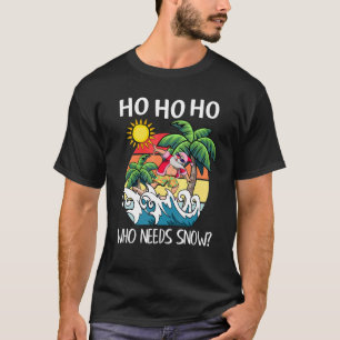 Kerstmis in juli Santa Surfing Summer Beach Vaca T-shirt