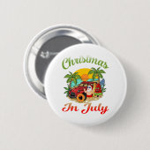 Kerstmis in juli Santa Surfing Summer Santa Hawai Ronde Button 5,7 Cm (Voorkant /achterkant)