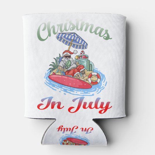 Kerstmis in juli Santa Surfing T Shirt Summer Blikjeskoeler (Achterkant)