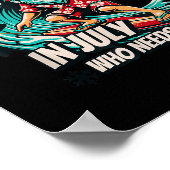 Kerstmis in juli Santa Surfred Summer Beach Vacat Poster (Hoek)