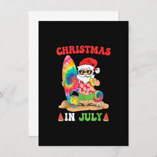 Kerstmis in juli Santa Tie Dye Summer Surf Surfin Kaart (Voorkant / Achterkant)