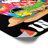 Kerstmis in juli Santa Tie Dye Summer Surf Surfin Poster (Hoek)