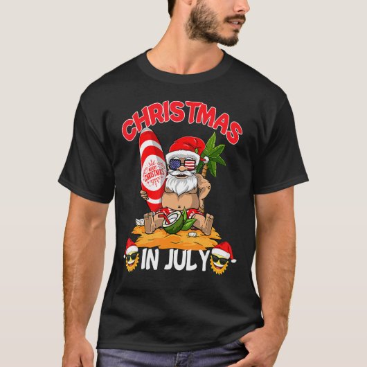 Kerstmis in juli Santa Zomer Vakantie Strand T-shirt (Voorkant)