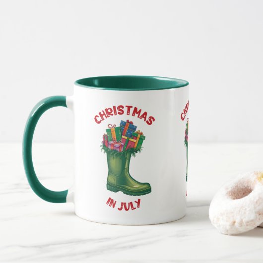 Kerstmis in juli, Santa's laars van vrolijkheid Mok (Met donut)