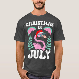 Kerstmis in juli Sarcastische Humor Flamingo Summe T-shirt