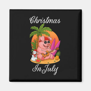 Kerstmis in juli Schattig varken Grappige zomer va Magneet