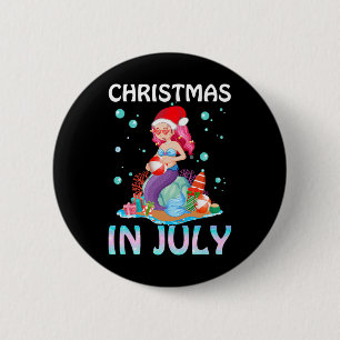 Kerstmis in juli Schattige zeemeermin Zomer 1  Ronde Button 5,7 Cm