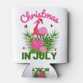 Kerstmis in juli schattige zomerflamingo blikjeskoeler (Achterkant)