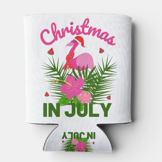 Kerstmis in juli schattige zomerflamingo blikjeskoeler (Achterkant)