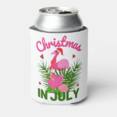 Kerstmis in juli schattige zomerflamingo blikjeskoeler (Blikje Achterkant)