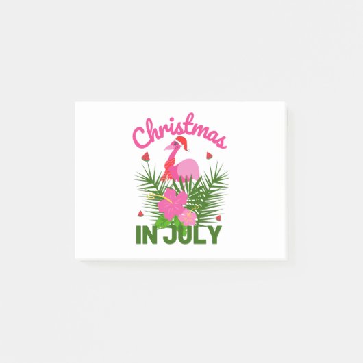 Kerstmis in juli schattige zomerflamingo post-it® notes (Voorkant)