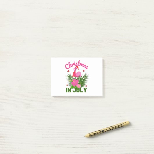Kerstmis in juli schattige zomerflamingo post-it® notes (Op bureau)