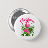 Kerstmis in juli schattige zomerflamingo ronde button 5,7 cm (Voorkant /achterkant)