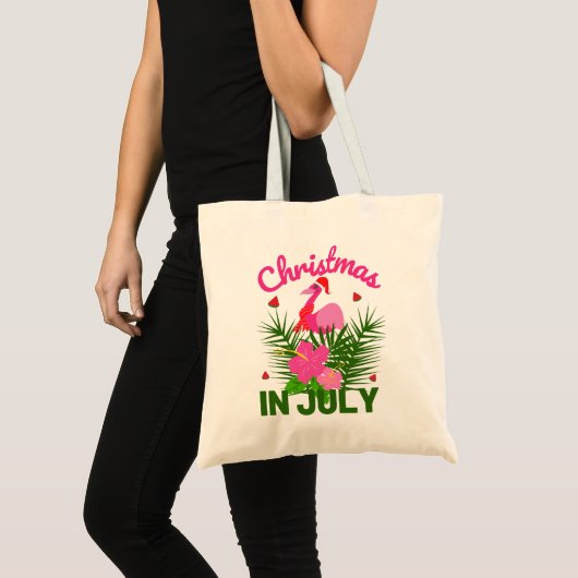 Kerstmis in juli schattige zomerflamingo tote bag (Voorkant (product))