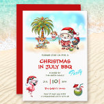 Kerstmis in juli Schattigee Kerstman Zomer Kerstmi Kaart<br><div class="desc">Kerstmis in juli of Aussie Kerstfeest uitnodiging met een schattige Sinterklaas en zijn vrienden op het strand. Personaliseer de tekst en veel plezier :) - Kate Eden Art</div>