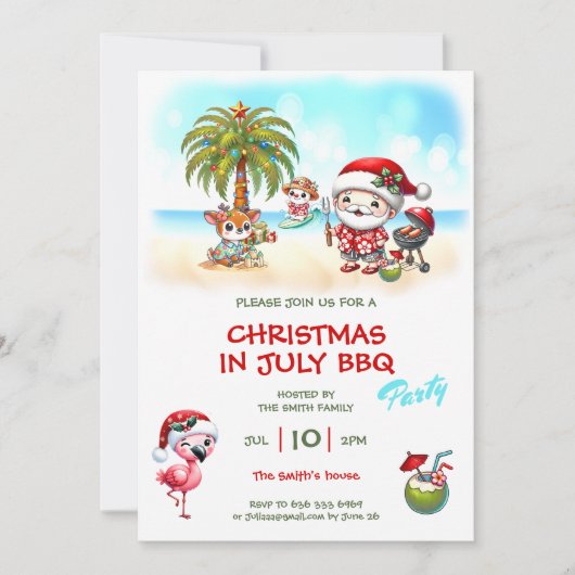 Kerstmis in juli Schattigee Kerstman Zomer Kerstmi Kaart (Voorkant)