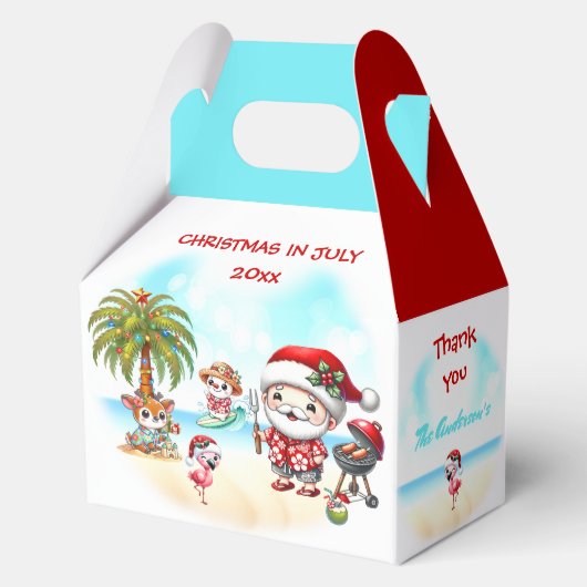 Kerstmis in juli Schattigee Santa Summer Medium Ga Bedankdoosjes (Achterkant)