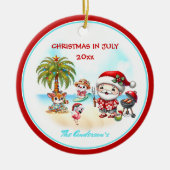 Kerstmis in juli Schattigee Santa Tropical Summer Keramisch Ornament (Voorkant)
