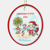 Kerstmis in juli Schattigee Santa Tropical Summer Keramisch Ornament (Links)