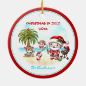 Kerstmis in juli Schattigee Santa Tropical Summer Keramisch Ornament (Achterkant)