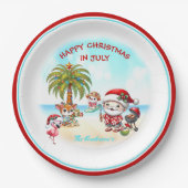 Kerstmis in juli Schattigee Santa Tropical Summer Papieren Bordje (Voorkant)