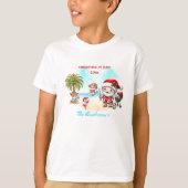 Kerstmis in juli Schattigee Santa Zomer Naam Kinde T-shirt (Voorkant)