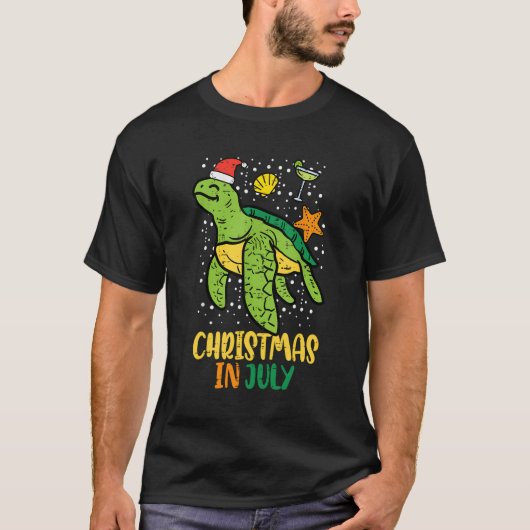 Kerstmis in juli schildpad zomer Kerstmis schildpa T-shirt (Voorkant)