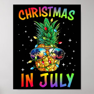 Kerstmis In Juli Shirt Ananas Kerstboom Zomer Poster