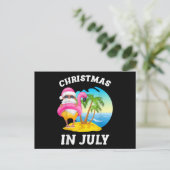Kerstmis in juli Sint Flamingo Zwembad Zomer Feestdagenkaart (Staand voorkant)