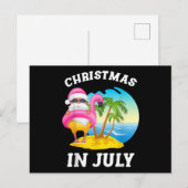 Kerstmis in juli Sint Flamingo Zwembad Zomer Feestdagenkaart (Voorkant / Achterkant)