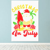 Kerstmis in juli Sinterklaas Patriottisch USA Sung Canvas Afdruk (Insitu (Houten vloer))
