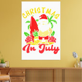Kerstmis in juli Sinterklaas Patriottisch USA Sung Canvas Afdruk (Insitu (Woonkamer))