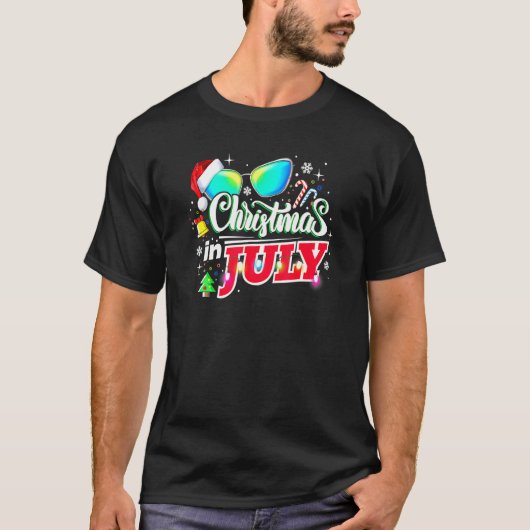 Kerstmis in juli Sinterklaas Zonnebril Deel T-shirt (Voorkant)