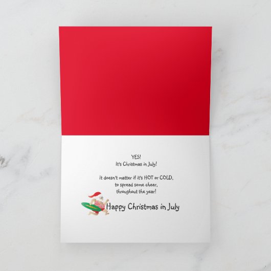 Kerstmis in juli Sinterpak Surfing Kaart (Binnen)
